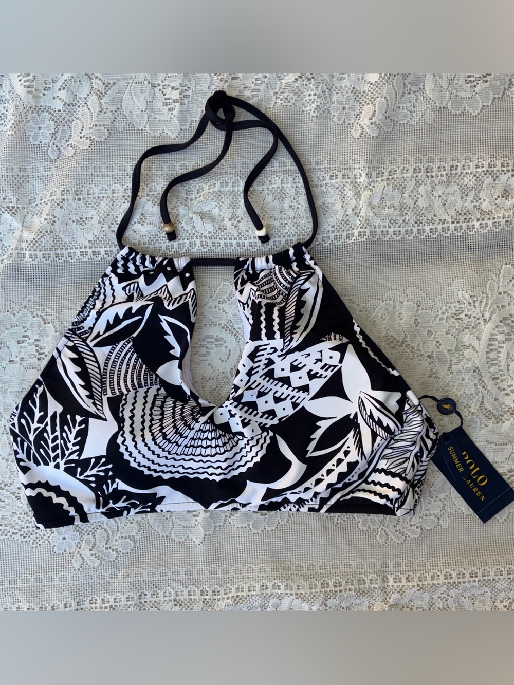 Polo by Ralph Lauren Black & White Halter Binki Top